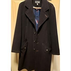 Armani Jeans Black Men's Single-breasted Trench Coat